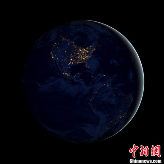 nasa公布地球夜间灯光分布图