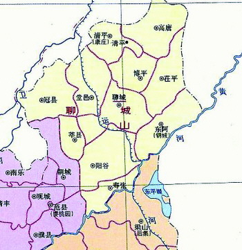 1949年至1952年的聊城地区地图.