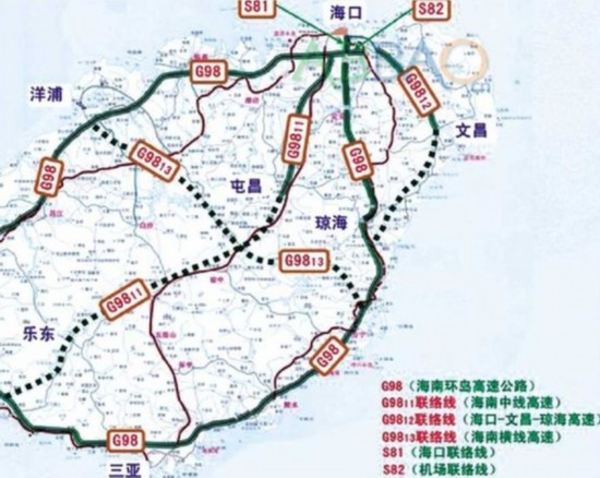 海南高速公路规划及编号图.