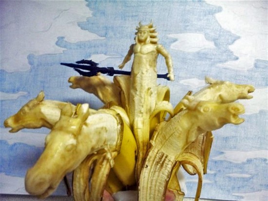 用牙签创作香蕉雕塑【高清