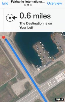 苹果地图重大缺陷:路线穿越机场跑道