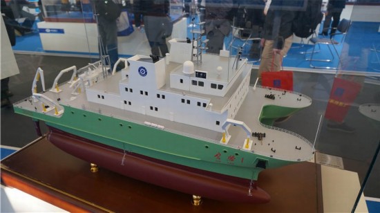 会展上出现的"实验1号"测量船模型(飞扬军事 同舟灭日 供图)