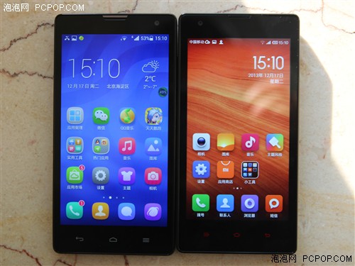华为荣耀3C\/红米手机对比评测:哪款手机更值得