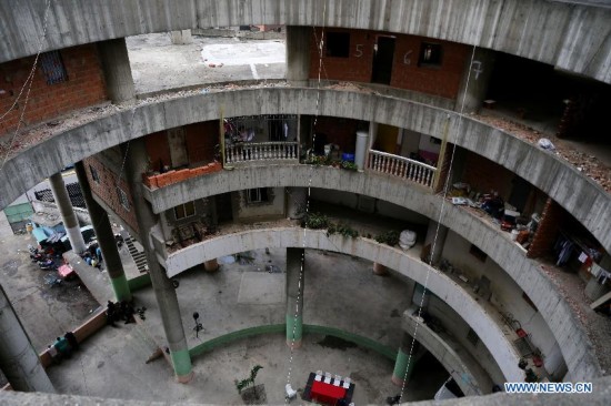 Interior view of the Confinanzas Tower is seen in this picture taken in Caracas, Venezuela, on July 22, 2014.