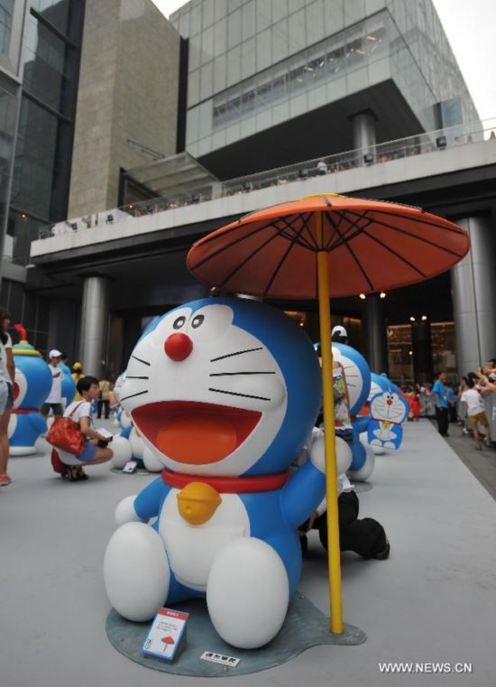 The exhibition kicked off here on Saturday. A hundred and two life-size Doraemon figures, each of which bearing a distinct secret gadget, were displayed during the show. Doraemon, a fictional 22nd-century robotic cat, has been a popular anime character since its introduction by Japanese cartoonist Fujiko Fujio in 1969.