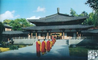 扬州大明寺放生池建隋唐风格戒台:呈莲花造型