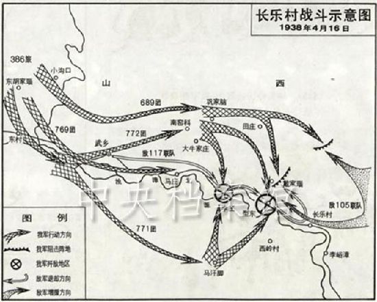 1938年4月16日一二九师长乐村战斗示意图及在战斗中缴获的部分战利品2