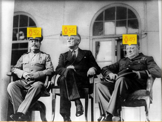 斯大林和丘吉尔在波茨坦时的"脸龄"测试结果.