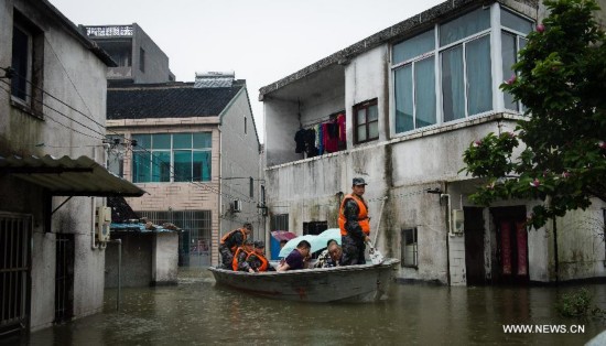 Heavy rainstorms have affected about 65,000 people in the city, causing damages worth over 410 million yuan (about 66 million U.S. dollars). 