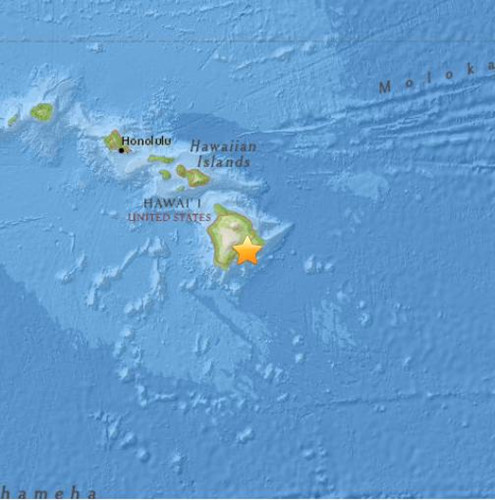 美国夏威夷发生5.0级地震 震源深度0.1公里