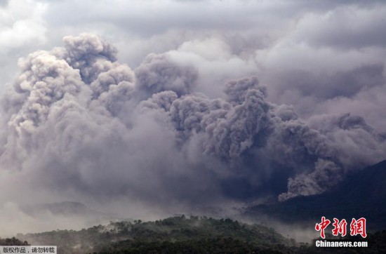 墨西哥科利马火山喷发 火山灰遮天蔽日(图)