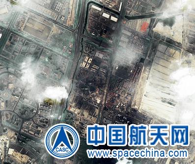 天津事故核心区爆炸前后卫星对比图像首次公开