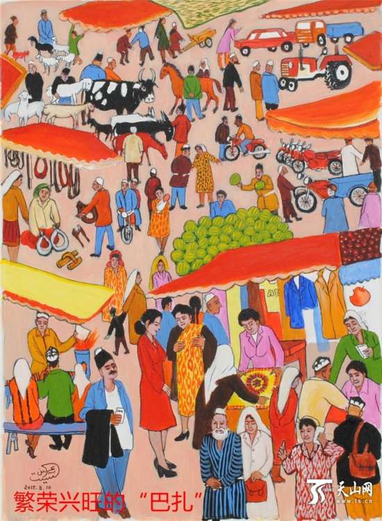 麦盖提县农民画家创作60幅主题农民画献礼新疆60年大庆