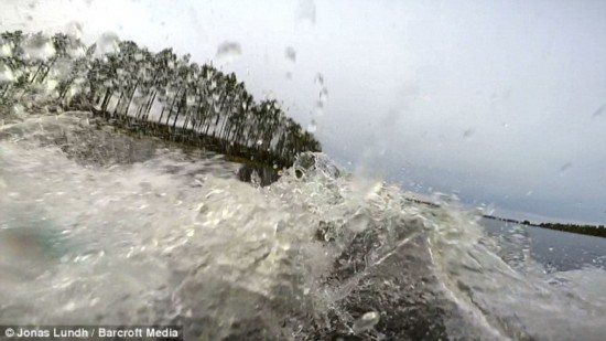 Lundh was watching where Rocky was on his GPS through a tracking device, and when he saw Rocky had gone into the water, he ran after the dog