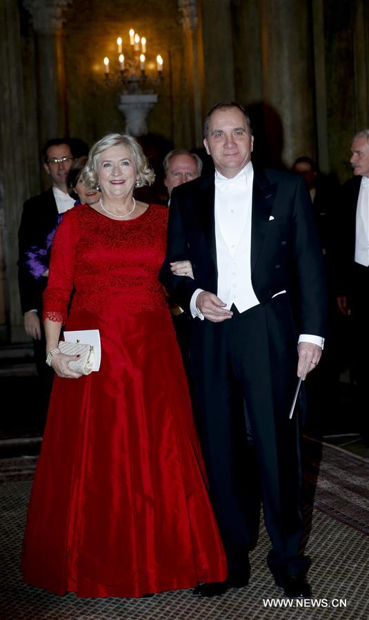 Sweden's Prime Minister Stefan Lofven (R) attends the royal banquet for Nobel laureates at Royal Palace in Stockholm, Sweden, Dec. 11, 2015.