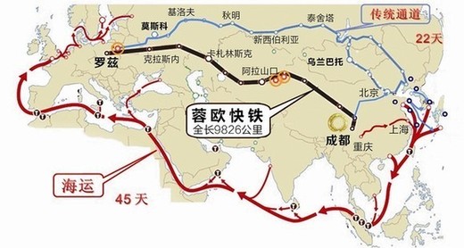 中欧班列线路图