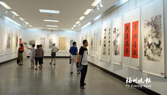 昨日,"党旗飘扬 浓墨重彩"---鼓楼区庆祝建党95周年书画展在福州