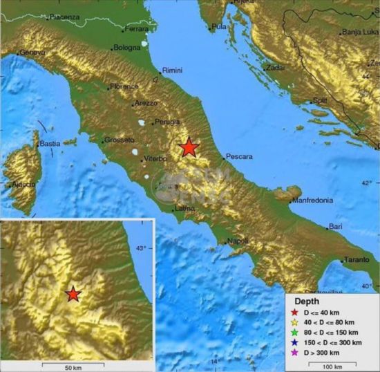 意大利中部城市佩鲁贾附近发生6.4级地震