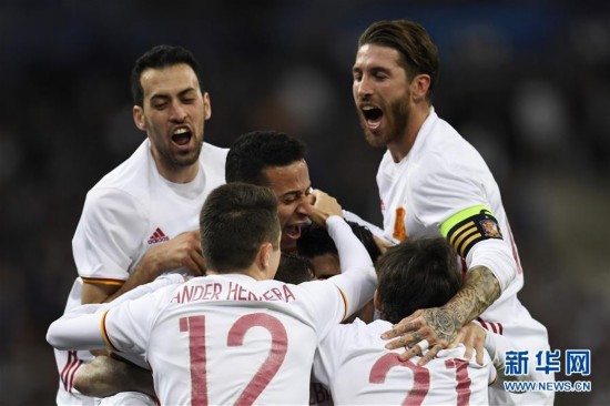足球友谊赛:西班牙胜法国