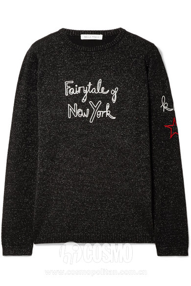 BELLA FREUD × Kate Moss  Fairytale Of New York 刺绣金属感羊毛混纺毛衣 442美元 可从net-a-porter网站购买