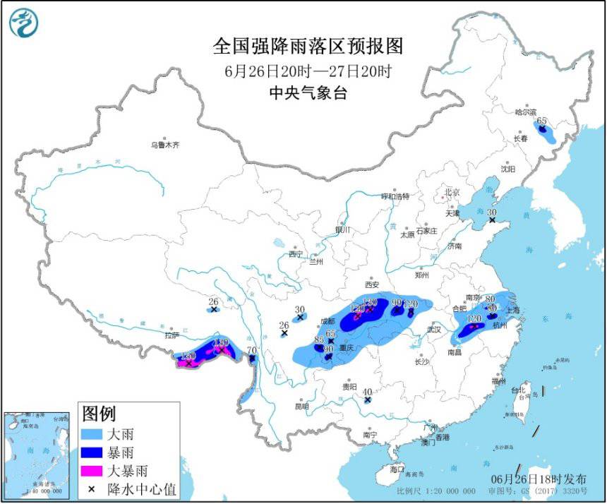 多部分发布景象形象和地质灾难预警川渝鄂皖有年夜暴雨