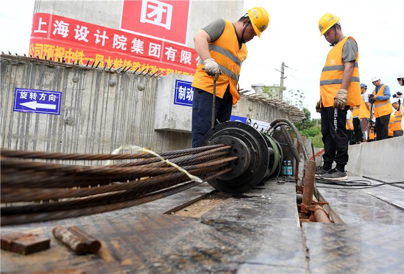 水蚌铁路蚌埠段改线工程 跨越京沪铁路转体梁成功转体