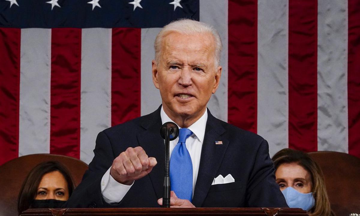 US President Joe Biden addresses a joint session of Congress in Washington, D.C. on April 28. Photo: Xinhua