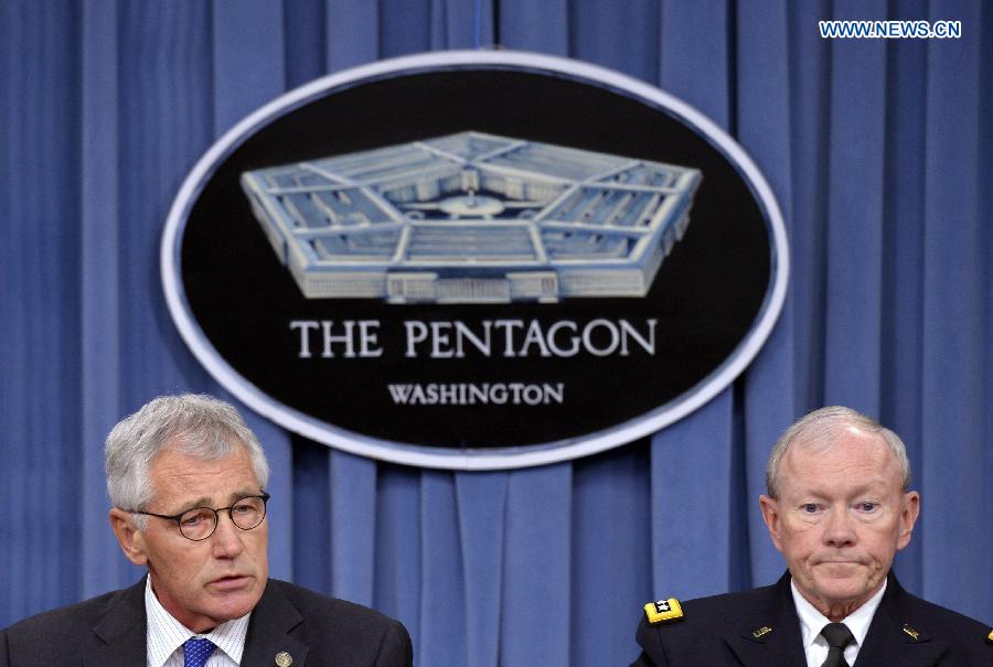 Hagel holds press briefing at Pentagon in Washington D.C. 