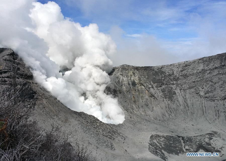 Image provided by the Seismological National Network of smoke columns rising from the Turrialba Volcano after an eruption, near Santa Cruz de Turrialba, 65km northeast of San Jose, capital of Costa Rica, on Oct. 30, 2014. 