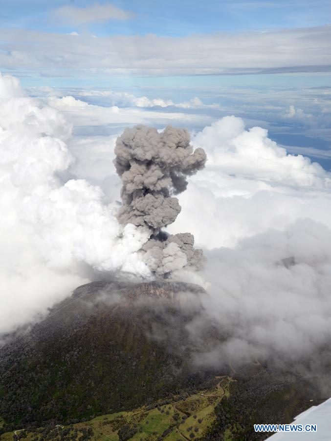 Image provided by the Seismological National Network of members of the Volcanological and Seismological Observatory of Costa Rica (OVSICORI, for its acronym in Spanish), of smoke columns rising from the Turrialba Volcano after an eruption, near Santa Cruz de Turrialba, 65km northeast of San Jose, capital of Costa Rica, on Oct. 30, 2014.