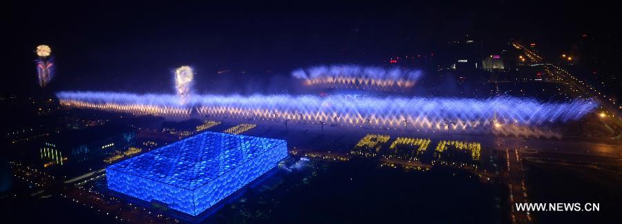 A firework show is staged at Olympic Park in Beijing, capital of China, Nov. 10, 2014. The 22nd Asia-Pacific Economic Cooperation (APEC) Economic Leaders' Meeting takes place in Beijing from Nov. 10 to 11. 