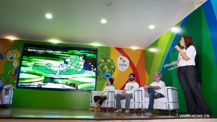 Rio 2016 Brand Director Beth Lula (1st, R) gives an introduction of the design of the mascots in Rio de Janeiro, Brazil, Nov. 24, 2014. 