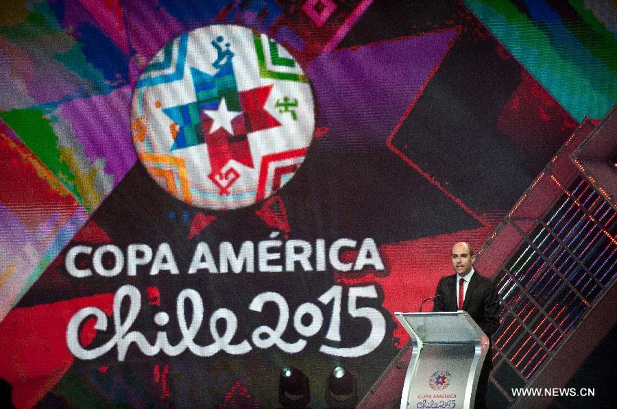 Sergio Jadue, president of Chile's Football Federation, delivers a speech during the official draw of the Copa America Chile 2015, in Vina del Mar, Chile, on Nov. 24, 2014. 