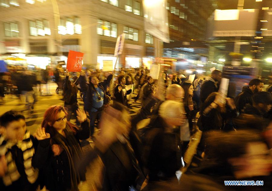 People gather for a Ferguson protest in New York Nov. 25, 2014.
