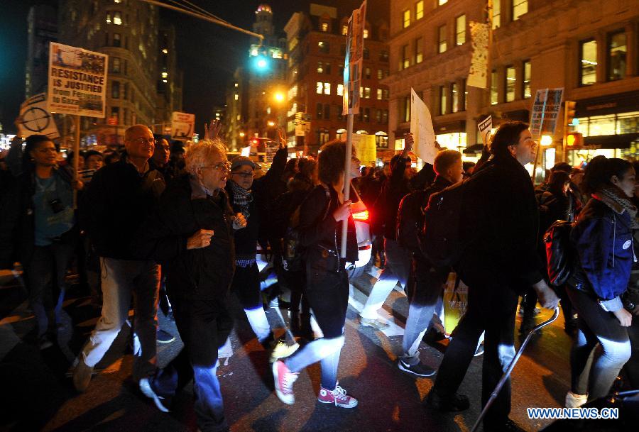 People gather for a Ferguson protest in New York Nov. 25, 2014.