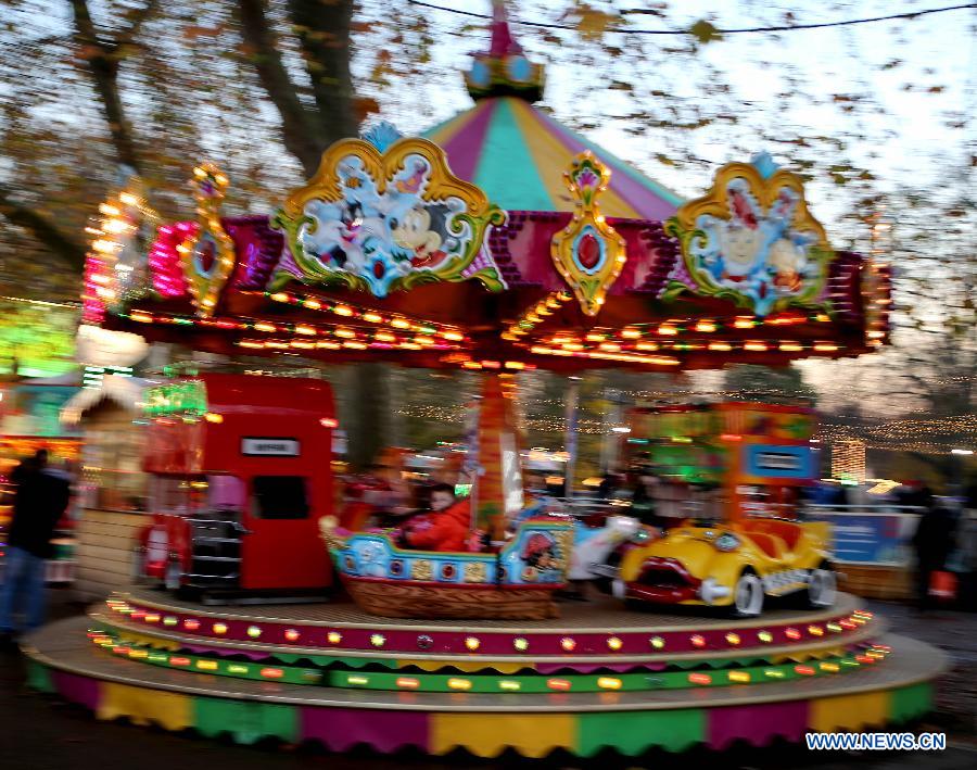 Photo taken on Nov. 24, 2014 shows Hyde Park Winter Wonderland in London, Britain.