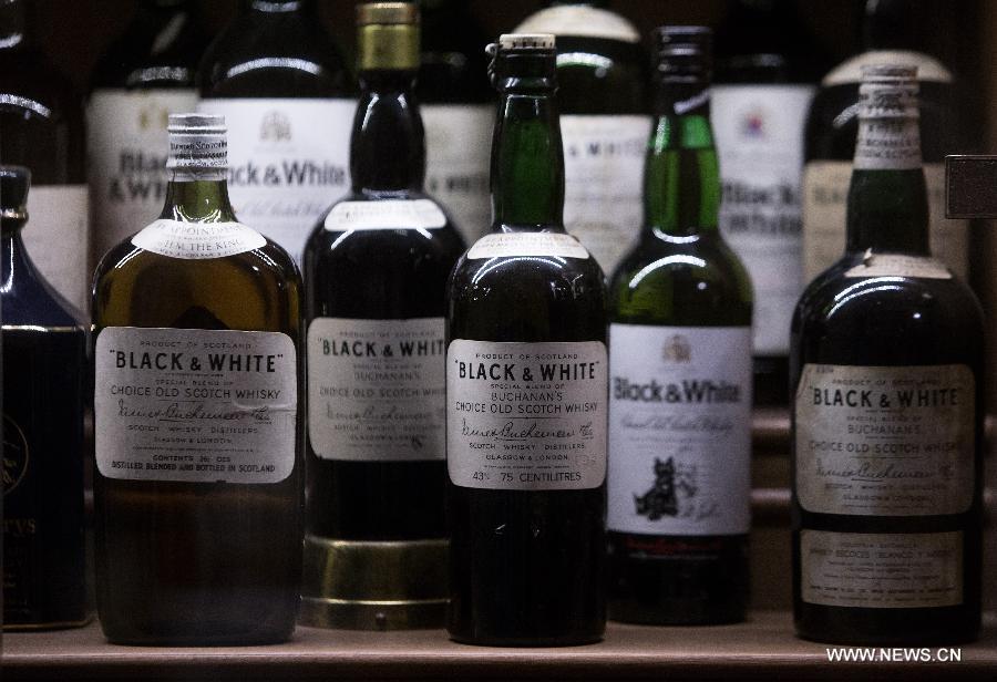 Whisky bottles are shown in the Museum of Whisky in Buenos Aires, capital of Argentina, on Dec. 4, 2014. 