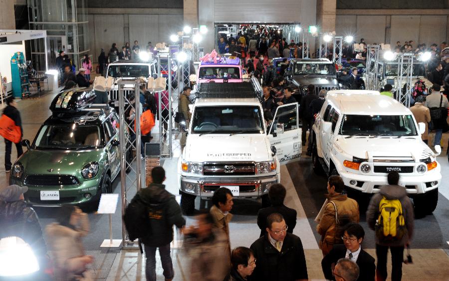 Cars are displayed during the Tokyo Auto Salon at Makuhari Messe in Chiba, Japan, Jan. 9, 2015.