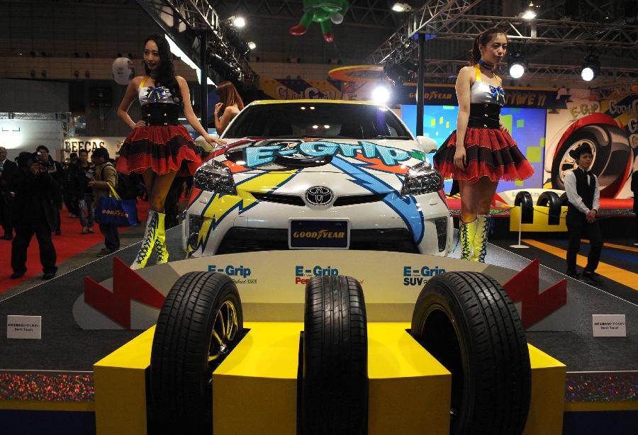 Cars are displayed during the Tokyo Auto Salon at Makuhari Messe in Chiba, Japan, Jan. 9, 2015.