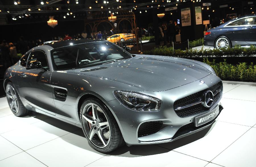 Photo taken on Jan. 23, 2015 shows a Mercedes-AMG GT S at Brussels Motor Show in Brussels, Belgium.