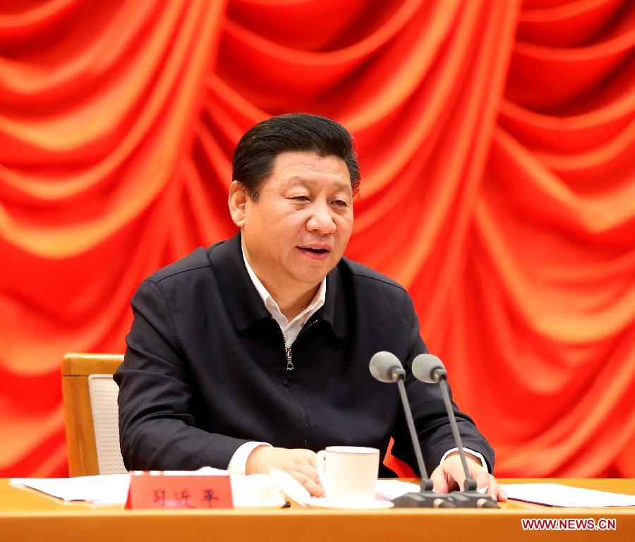 Chinese President Xi Jinping, also general secretary of the Communist Party of China (CPC) Central Committee and chairman of the Central Military Commission, addresses the opening ceremony of a workshop on promoting the rule of law attended by ministerial and provincial officials at the CPC Central Committee Party School in Beijing, capital of China, Feb. 2, 2015.