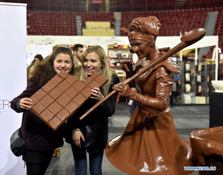 Lisbon's chocolate fair kicked off Thursday at Campo Pequeno Square in Portuguese capital Lisbon, with dozens of local and international brands displaying tasty and unique cocoa products.