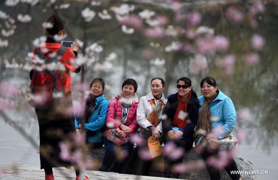  The 27th cherry blossom festival of the Yuyuantan Park was opened on Thursday. The park has more than 2,000 cherry trees of over 20 kinds blooming in succession for a month.