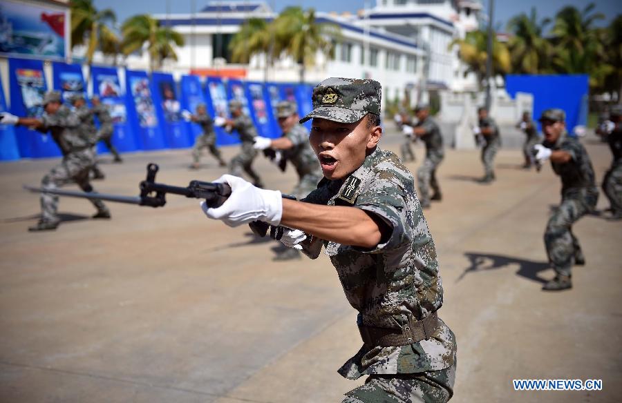 Militias exercise in Sansha, south China's Hainan Province, July 24, 2015.