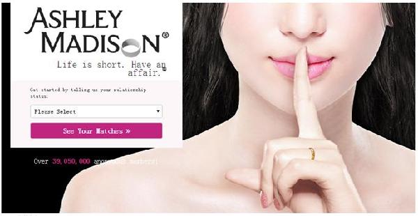 Homepage of AshleyMadison.com 