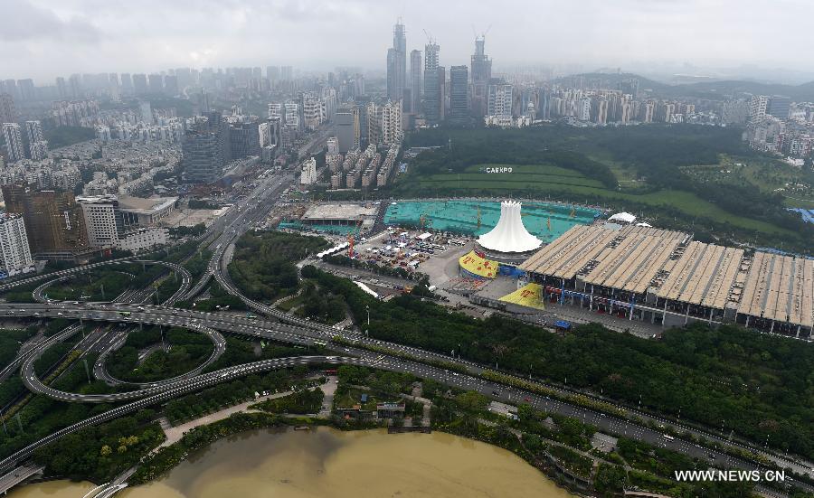 Photo taken on Sept. 18, 2015 shows the Nanning International Convertion and Exhibition Center where the 12th China-ASEAN Expo and the China-ASEAN Business and Investment Summit is held in Nanning, capital of southwest China's Guangxi Zhuang Autonomous Region.