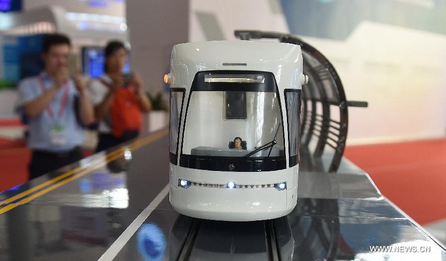 Product models of Zhuzhou Electric Locomotive Co., Ltd. were displayed during the expo that kicked off on Friday. 