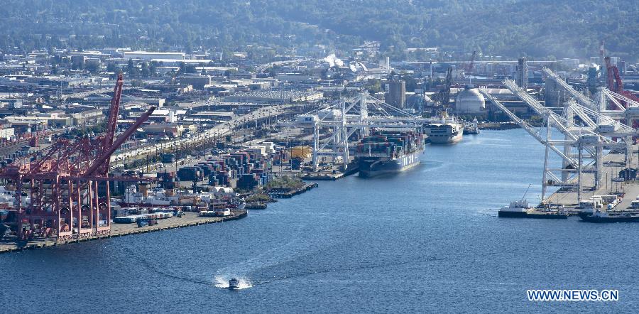 Photo taken on Sept. 21 of 2015 shows a view of the port of Seattle in the United States.