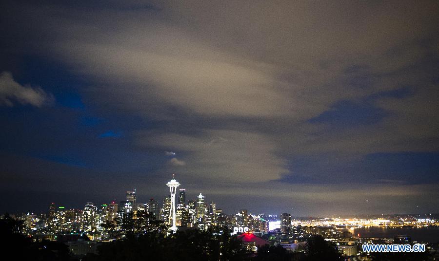 Photo taken on Sept. 19 of 2015 shows a night view of Seattle in the United States.