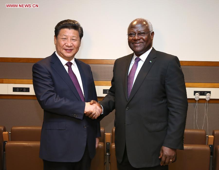 US-NEW YORK-CHINA-XI JINPING-SIERRA LEONE-MEETING 